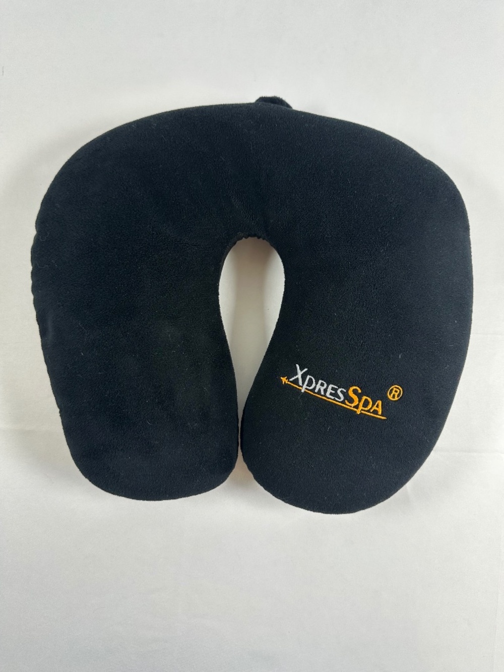 XpresSpa Neck Travel Pillow, Fiberfill, Black, Luggage Attachment, Lightweight